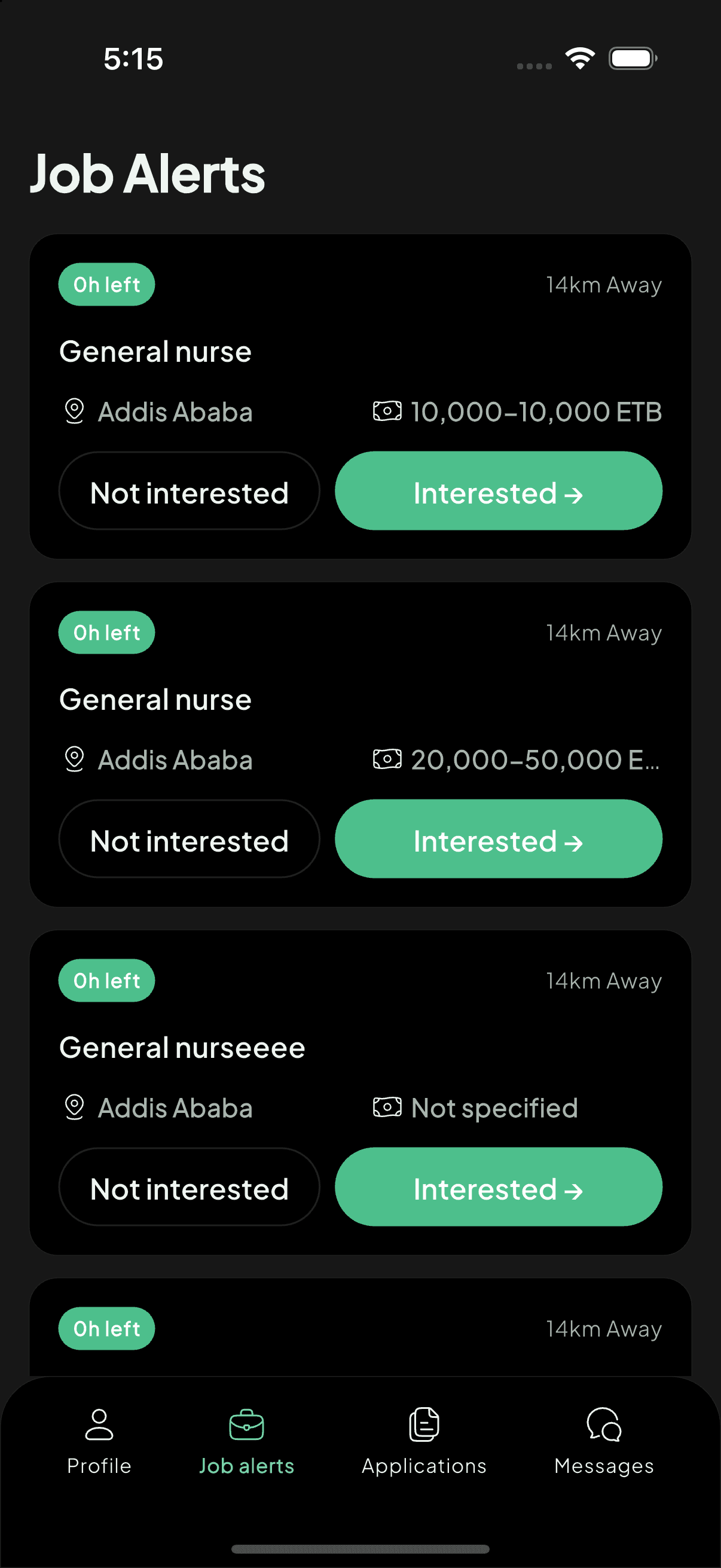 Matched jobs arrive as job alerts