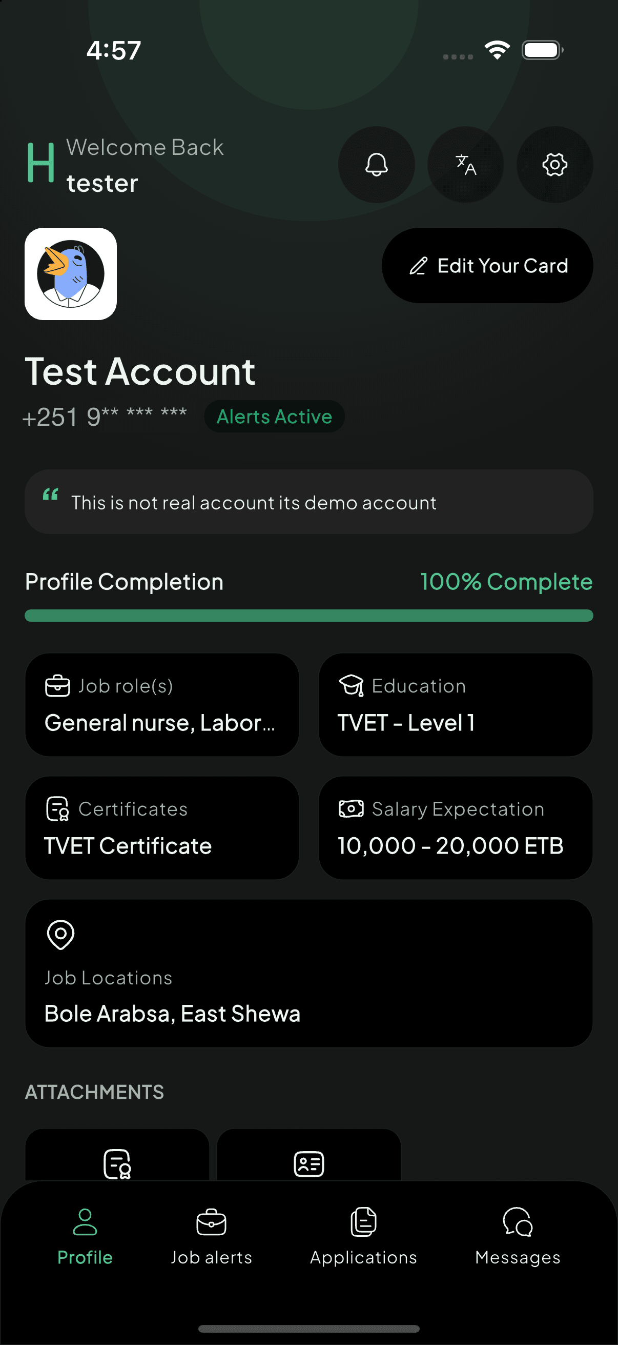 Your profile, ready to be matched
