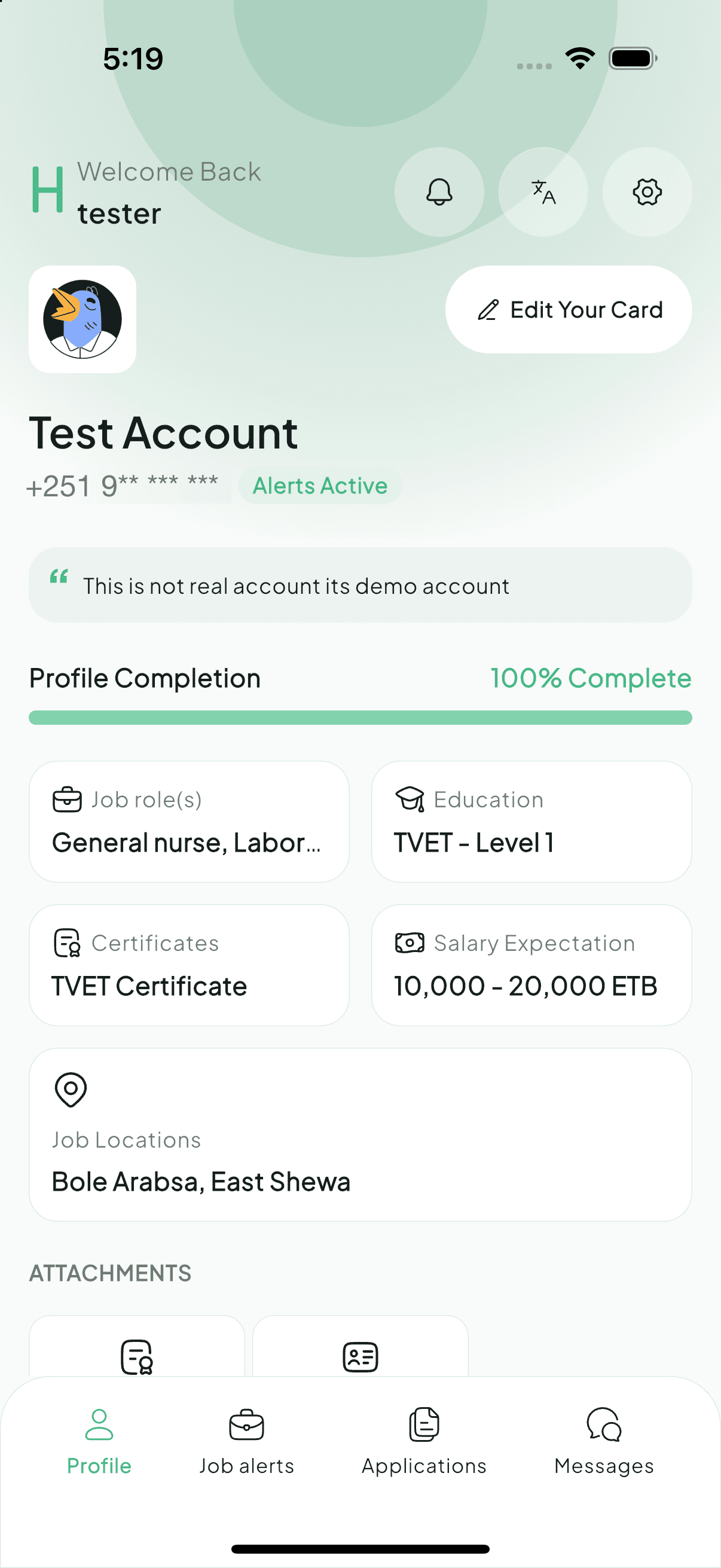 Your profile, ready to be matched